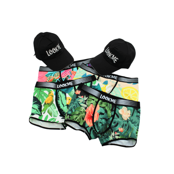 Pack 4 Boxer LM2402-67 LOOKME + 2 Casquettes Offertes